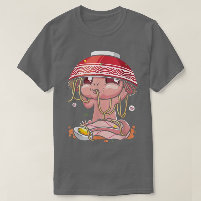 Kawaii Axolotl Eating Ramen Noodles Anime Girls Te T Shirt (Design framsida)