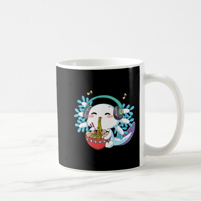 Kawaii Axolotl Eating Ramen Noodles Anime Kids Boy Kaffemugg (Höger)