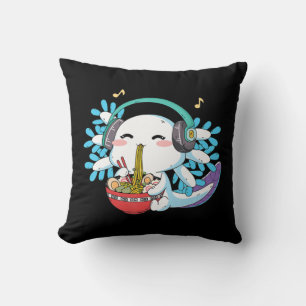 Kawaii Axolotl Eating Ramen Noodles Anime Kids Boy Kudde
