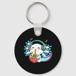 Kawaii Axolotl Eating Ramen Noodles Anime Kids Boy Nyckelring