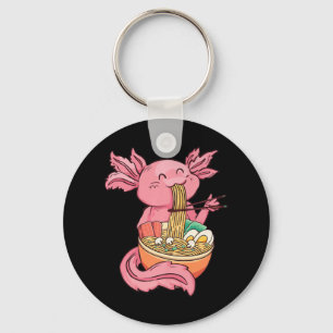 Kawaii Axolotl Eating Ramen Noodles Anime Kids Gir Nyckelring