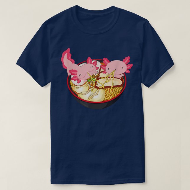 Kawaii Axolotl Eating Ramen Noodles Anime Kids Gir T Shirt (Design framsida)
