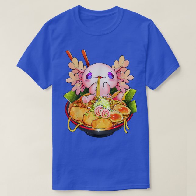 Kawaii Axolotl Eating Ramen Noodles Anime Kids Tee (Design framsida)