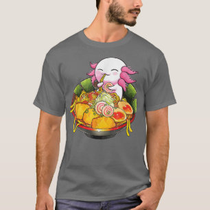 Kawaii Axolotl Eating Ramen Noodles Anime Teenager T Shirt