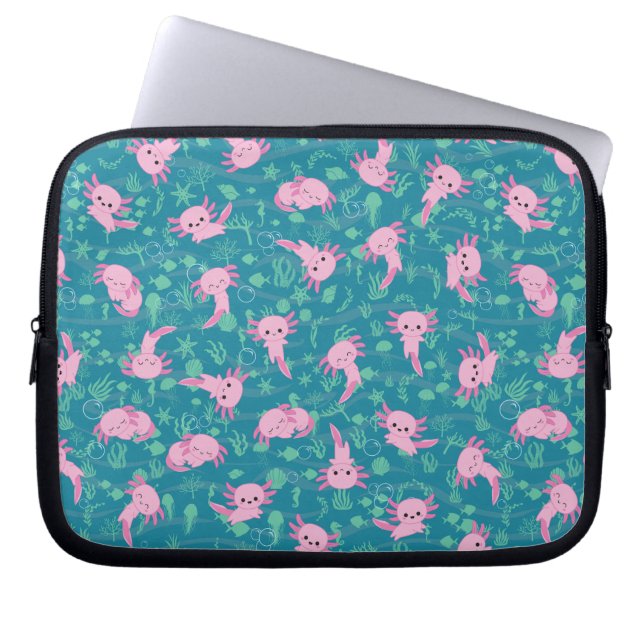 Kawaii Axolotl i Ocean Electronics Bag Laptop Fodral (Framsidan)