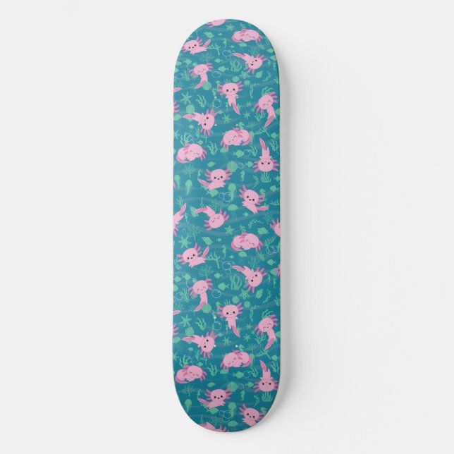 Kawaii Axolotl i Ocean Skateboard (Framsida)