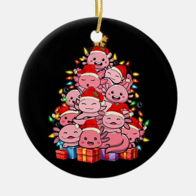 Kawaii Axolotl Julgran Axolotl Pajama Hat X Julgransprydnad Keramik (Framsidan)