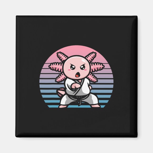 Kawaii Axolotl Karate Funny Martial Arts Magnet (Framsidan)