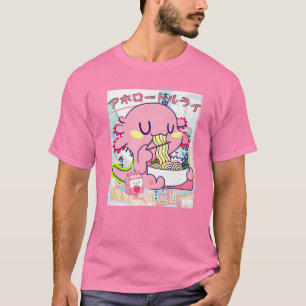 Kawaii Axolotl Life Ramen Strawberry Mjölk Shake T Shirt