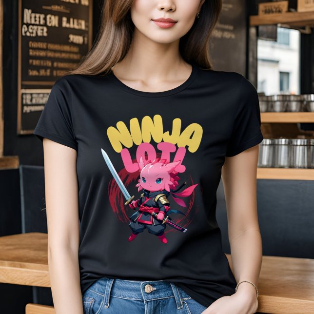 Kawaii Axolotl Ninja - Kuddiskt vattenlevande djur T Shirt (Skapare uppladdad)