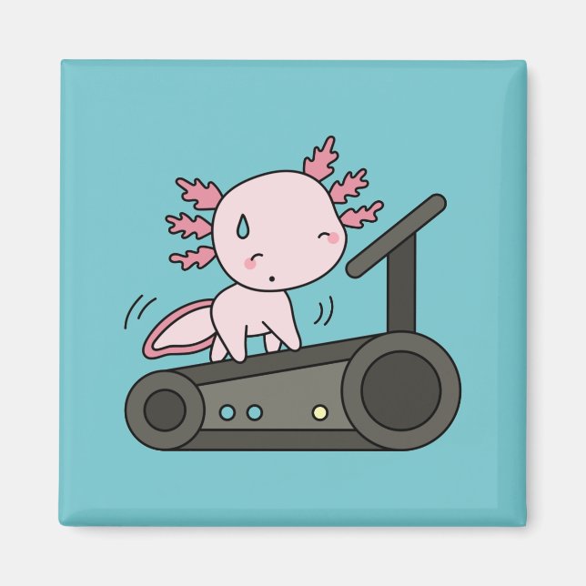 Kawaii Axolotl på Treadmill Magnet (Framsidan)