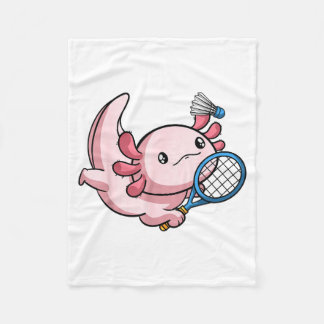 Kawaii Axolotl Pun Funny Badminton Player  Fleecefilt