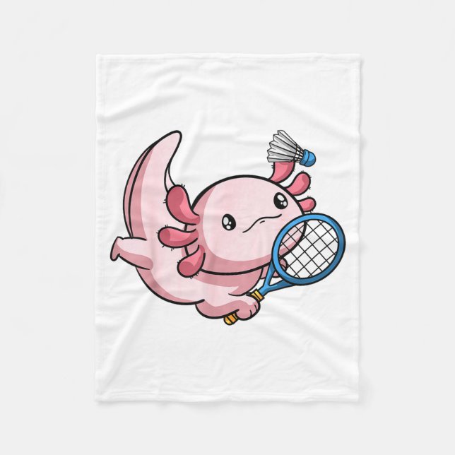 Kawaii Axolotl Pun Funny Badminton Player  Fleecefilt (Framsidan)