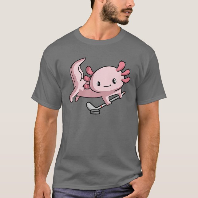 Kawaii Axolotl Pun Funny Hockey Player T Shirt (Framsida)