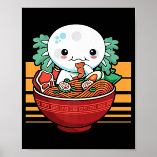 Kawaii Axolotl Ramen Japansk anime Gift Kids Girl Poster