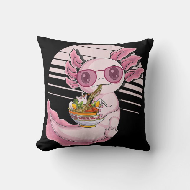 Kawaii Axolotl Ramen Noodles Japans Food Anime G Kudde (Framsida)