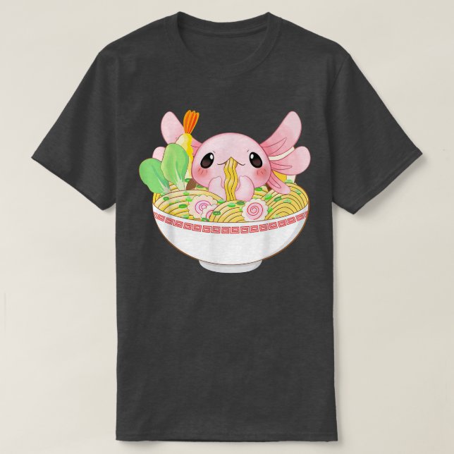 Kawaii Axolotl Ramen Noodles Japans Food Anime G T Shirt (Design framsida)