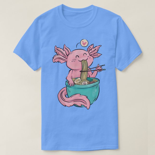 Kawaii Axolotl Ramen Noodles Japansk Anime Otaku T Shirt (Design framsida)