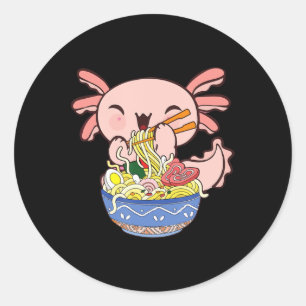 Kawaii Axolotl Ramen Noodles Japanska Kids T Runt Klistermärke
