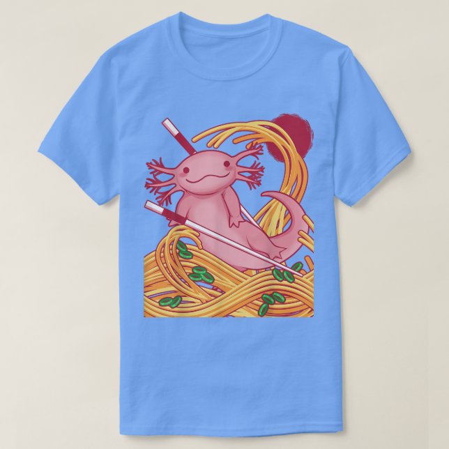 Kawaii Axolotl Salamander Eating Japansk Ramen Fo T Shirt (Design framsida)