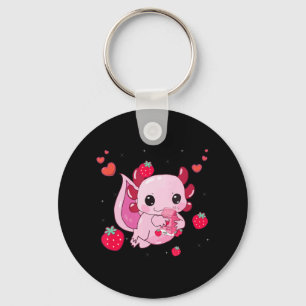 Kawaii Axolotl Strawberry Mjölk Shake Anime Gift G Nyckelring