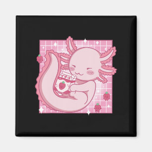 Kawaii Axolotl Strawberry Mjölk Shake Carton Japan Magnet