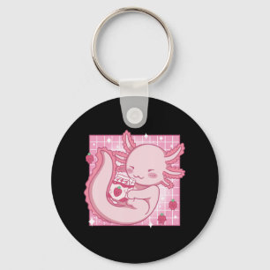 Kawaii Axolotl Strawberry Mjölk Shake Carton Japan Nyckelring