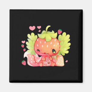 Kawaii Axolotl Strawberry Mjölk Shake Japansk amni Magnet
