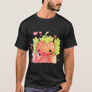 Kawaii Axolotl Strawberry Mjölk Shake Japansk amni T Shirt