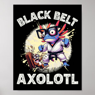 Kawaii Axolotl Svart Bälte Karate Kickboxning Kamp Poster