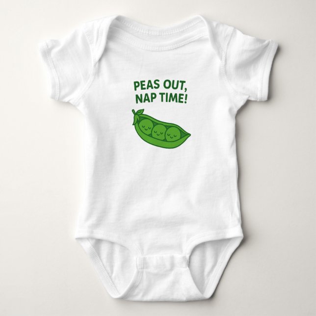 Kawaii Baby Bodysuie– Peas Out Nap Time Outfit T Shirt (Framsida)