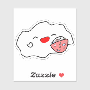 Kawaii Baby Cloud som håller en godispåse i vinyl Klistermärken