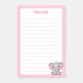 Kawaii Baby Elephant Soft Rosa Post-it Block