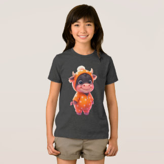 Kawaii Baby Ko T-Shirt | Söt Pastell Orange Hoodie