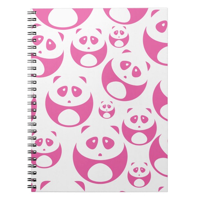 Kawaii Baby Rosa och White Panda Mönster Anteckningsbok (Framsidan)