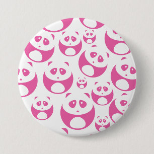Kawaii Baby Rosa och White Panda Mönster Knapp