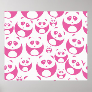 Kawaii Baby Rosa och White Panda Mönster Poster