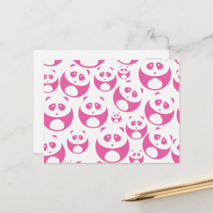 Kawaii Baby Rosa och White Panda Mönster Vykort