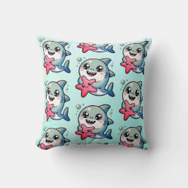 Kawaii Baby Shark & Starfish Ocean Nursery Decor Kudde