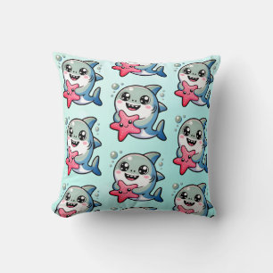 Kawaii Baby Shark & Starfish Ocean Nursery Decor Kudde