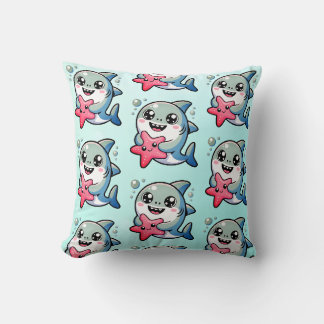 Kawaii Baby Shark & Starfish Ocean Nursery Decor Kudde