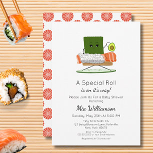 Kawaii Baby Shower: Sushi and Salmon Roll Theme Inbjudningar