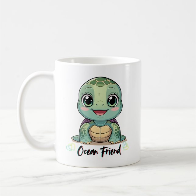 Kawaii Baby Sköldpadda Mugg (Vänster)