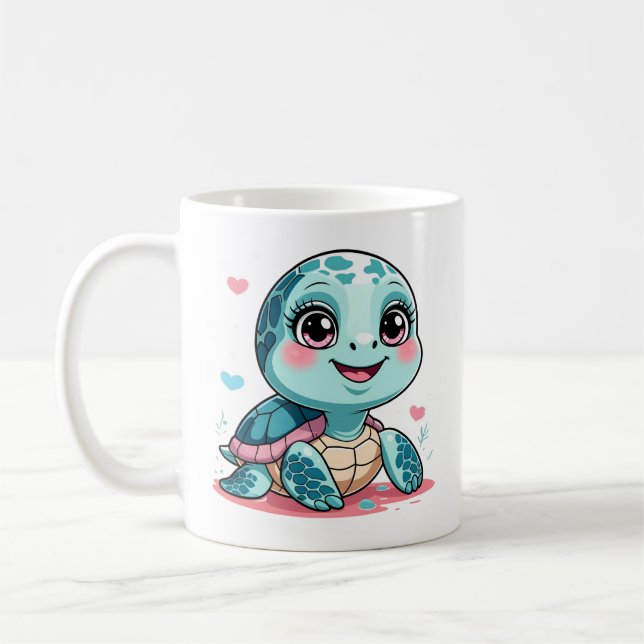 Kawaii Baby Turtle Mug Kaffemugg (Vänster)