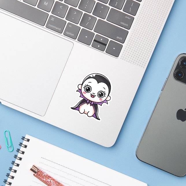 Kawaii Baby Vampire Halloween Sticker Klistermärken (Laptop med iPhone)