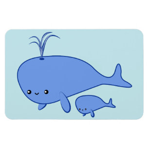 Kawaii Baby Whale och Mamma Whale, flexibel magnet