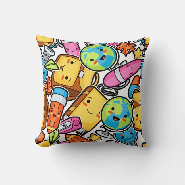 Kawaii Back to school Supplies Kudde (Framsida)