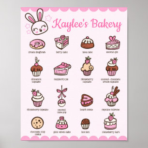 Kawaii Bakery Menu med ditt namn Poster