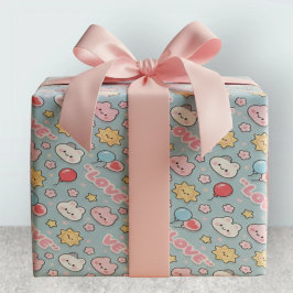Kawaii ballonger Kanin Körsbärsblom Muster Presentpapper