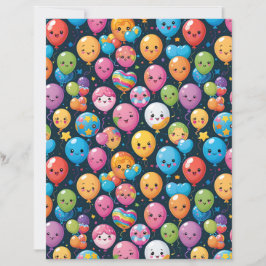 Kawaii Balloon Celebration Pattern Scrapbook Paper